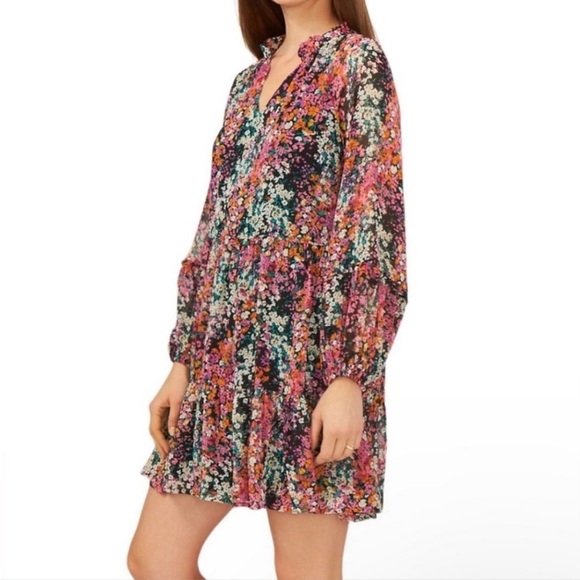 Vince Camuto Dresses & Skirts - Vince Camuto Black Floral Mini Dress with Pink, Orange & Green Accents